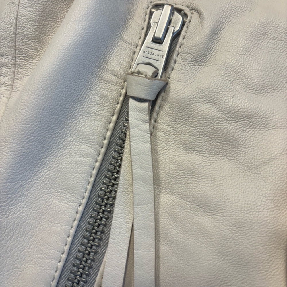 All Saints Off-White Leather Jacket - Picture 3 of 4
